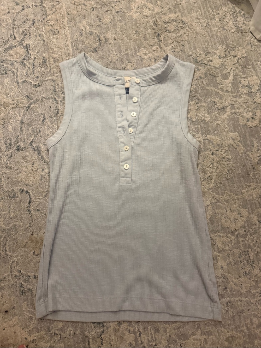 Universal Thread Light Blue Ribbed Henley Tank Top